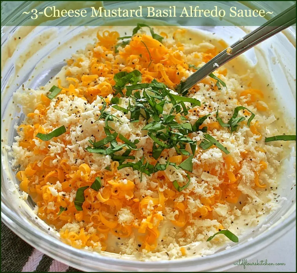 3 cheese mustard basil alfredo