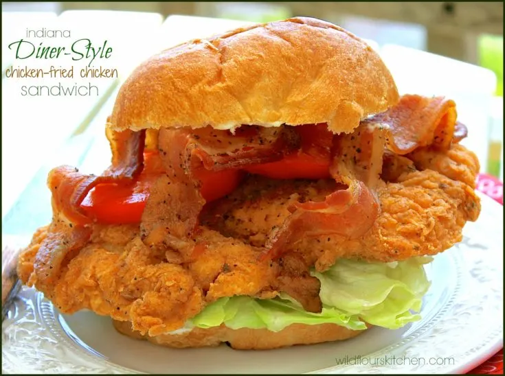 Indiana Diner-Style Chicken Fried Chicken Sandwich with Bacon, Lettuce & Tomato