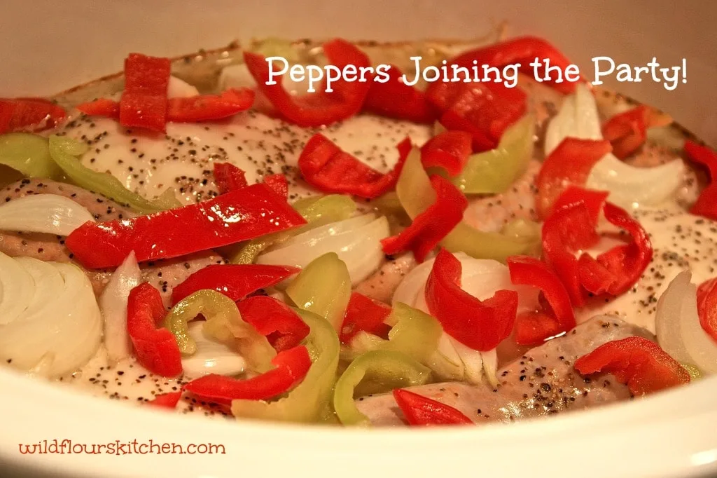 peppers added to crock