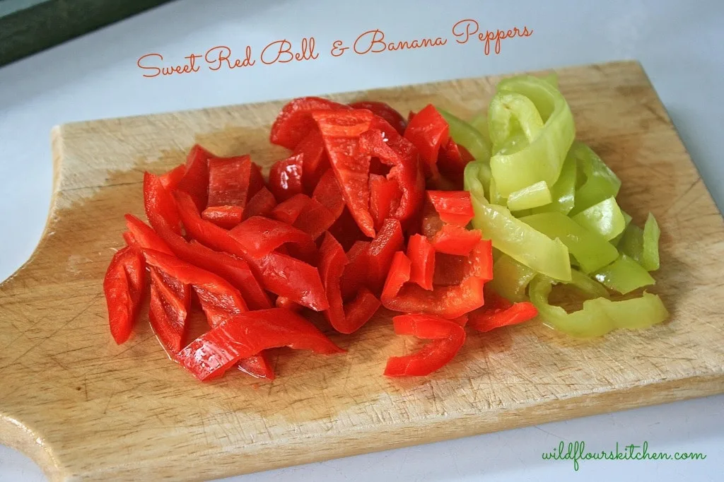 red and banana peppers