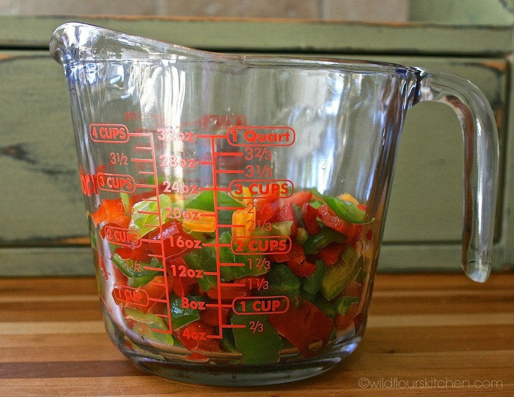mixed peppers diced