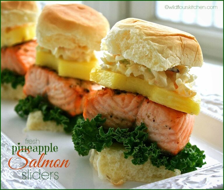 Fresh Pineapple Salmon Sliders with Brie & Creamy Orange-Mango Slaw | Healthy Solutions Recipe Challenge