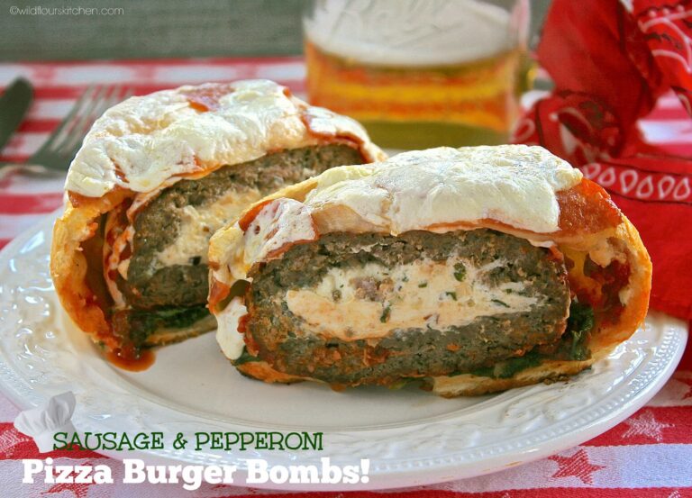 Sausage & Pepperoni Pizza Burger Bombs!