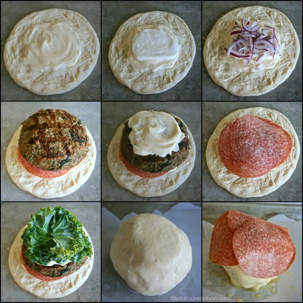 spinach buger bomb collage