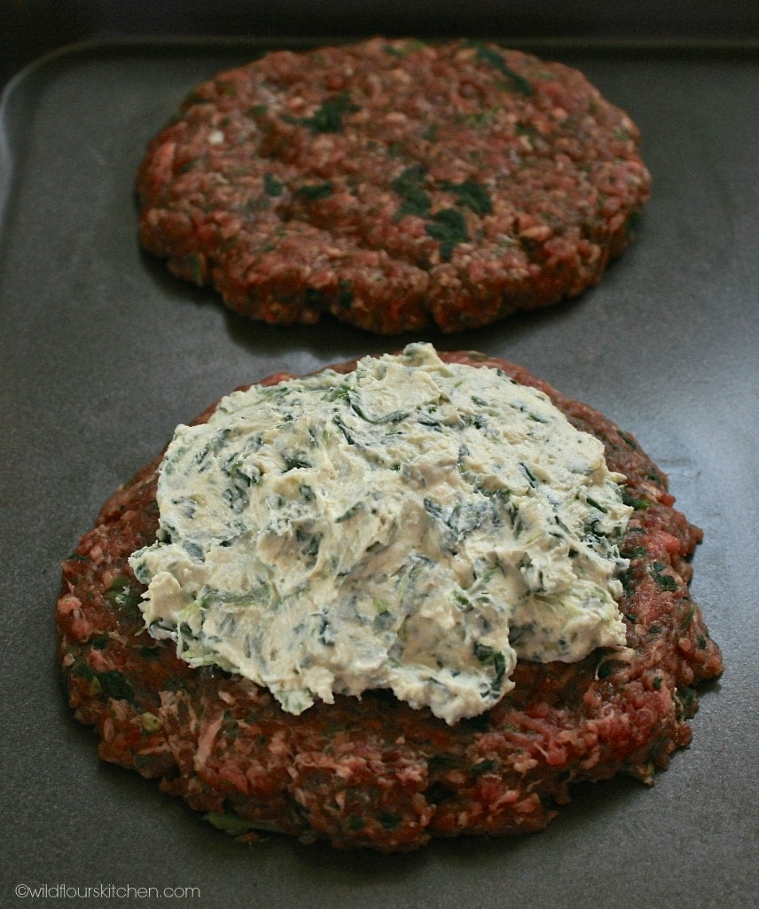 spinach filling bomb burger