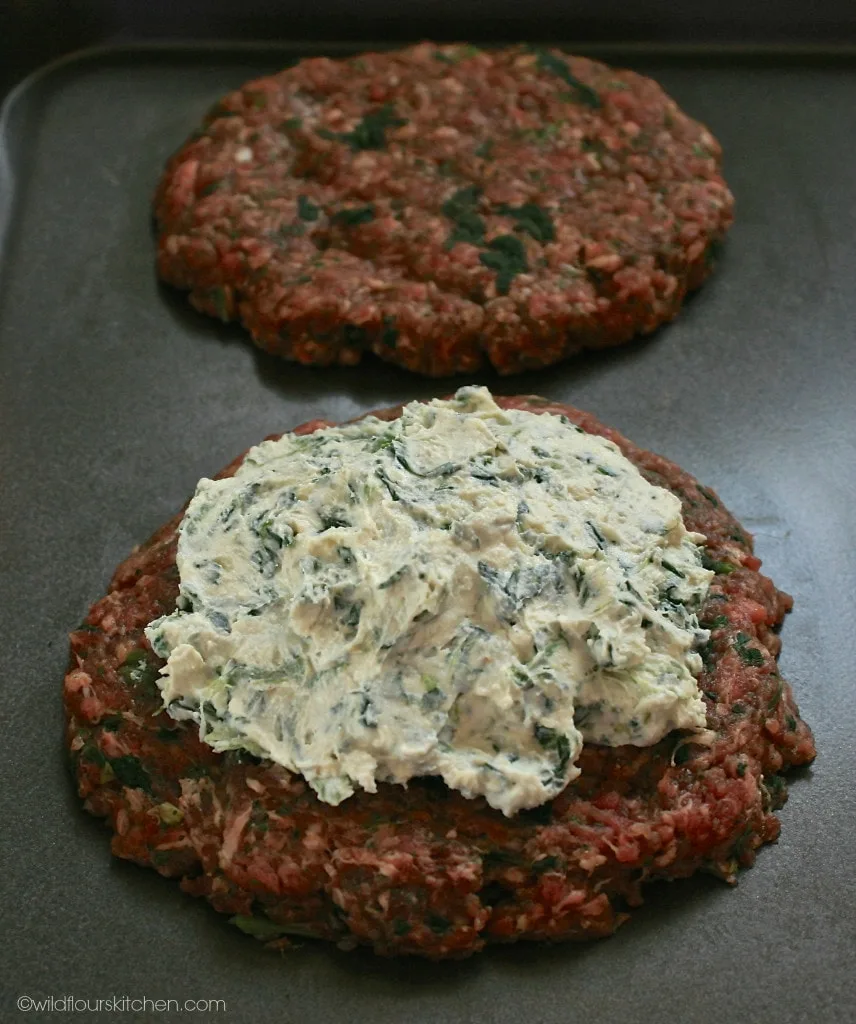 spinach filling bomb burger