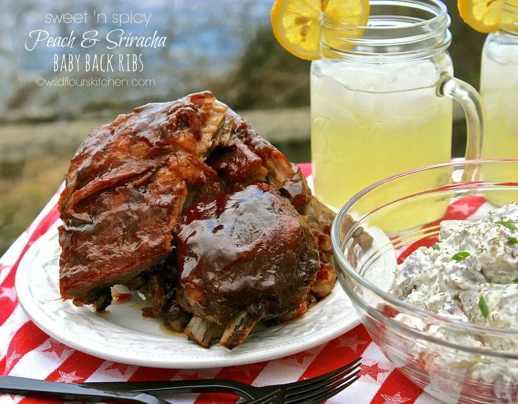 peach & sriracha ribs
