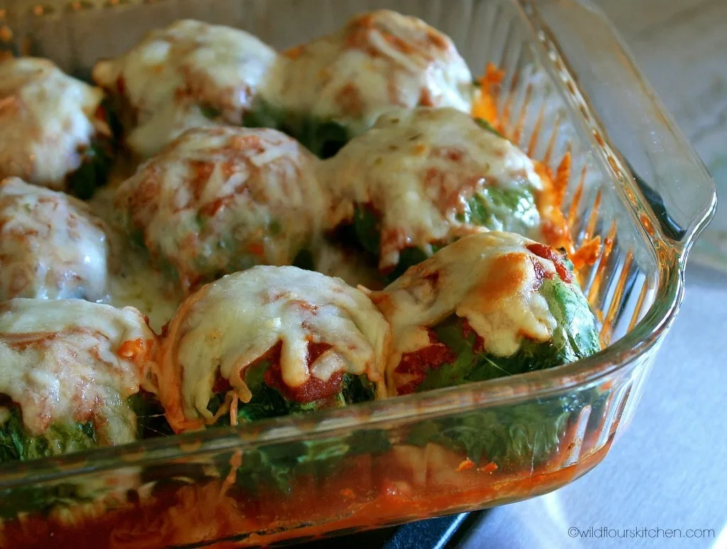 kale meatballs baked close