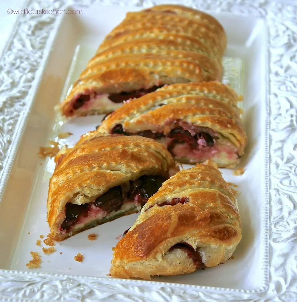bing cherry srudel sliced