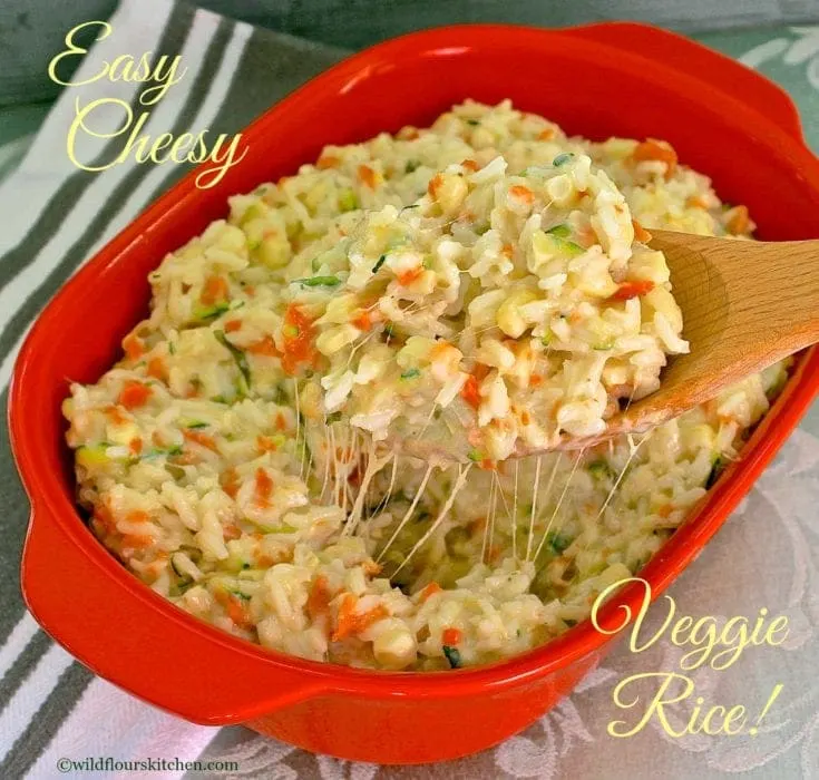 Cheesy Fresh Corn, Carrot & Basil Zucchini Rice