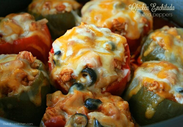 Cheesy Chicken Enchilada Stuffed Peppers