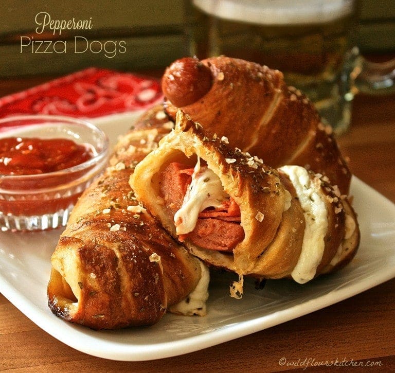 Pepperoni Pizza Pretzel Dogs