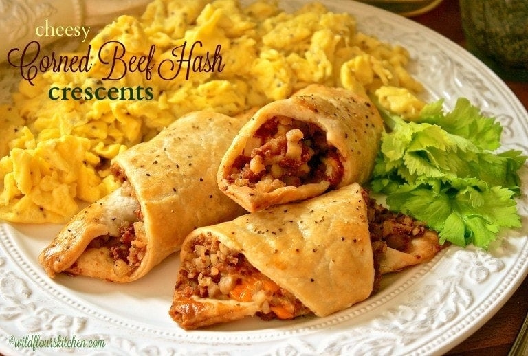 Cheesy Corned Beef Hash Crescents