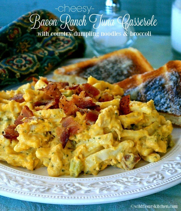 Cheesy Bacon Ranch Tuna Casserole with Country Dumpling Noodles & Broccoli