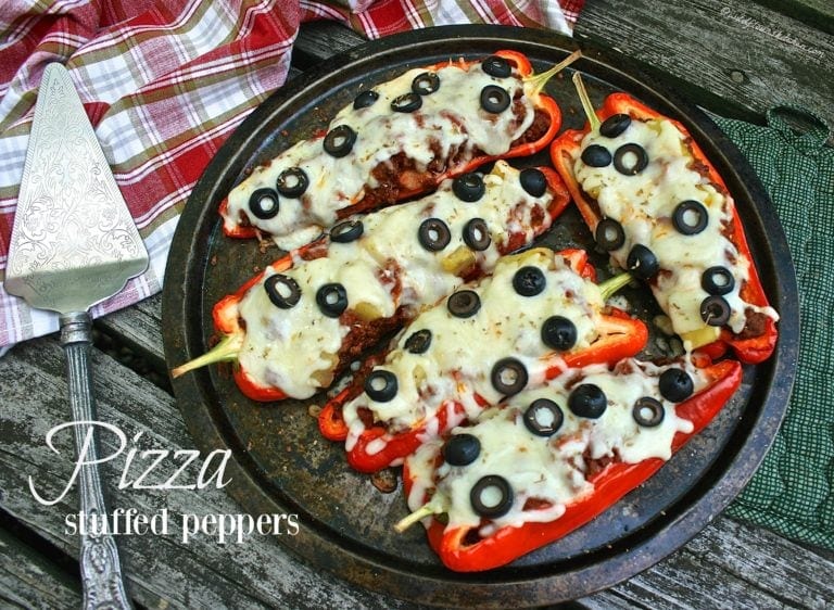 Four Meat Four Cheese Stuffed Pizza Peppers