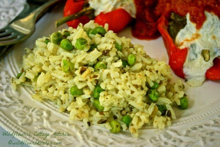 Lemon Pesto Parmesan Rice with Sweet Baby Peas