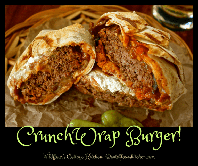 Barbecued Ranch Chili Cheese Crunch Wrap Burger with Bacon