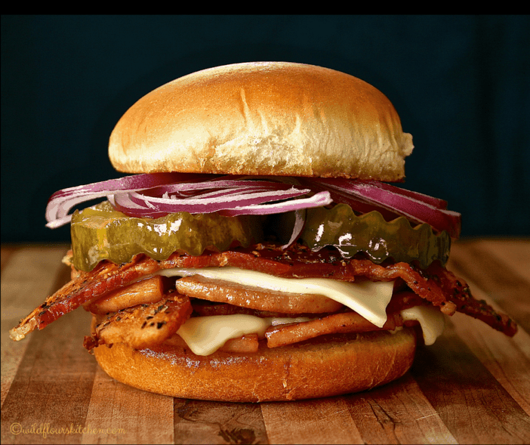 Fried Bologna & Bacon Sandwich with Cheese