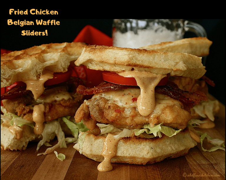 Fried Chicken Belgian Waffle Sliders with Bacon and Cheese