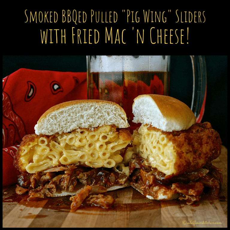 Smoked BBQed Pulled "Pig Wing" Sliders with Fried Mac 'n Cheese