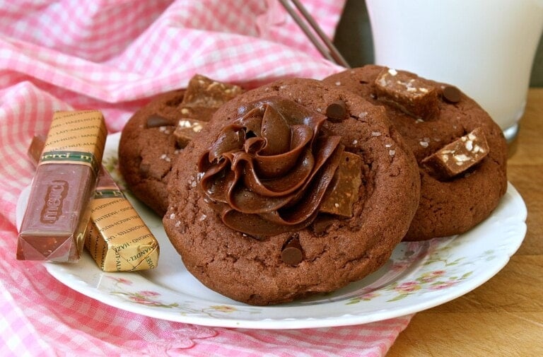 Quadruple Chocolate Hazelnut Pudding Cookies